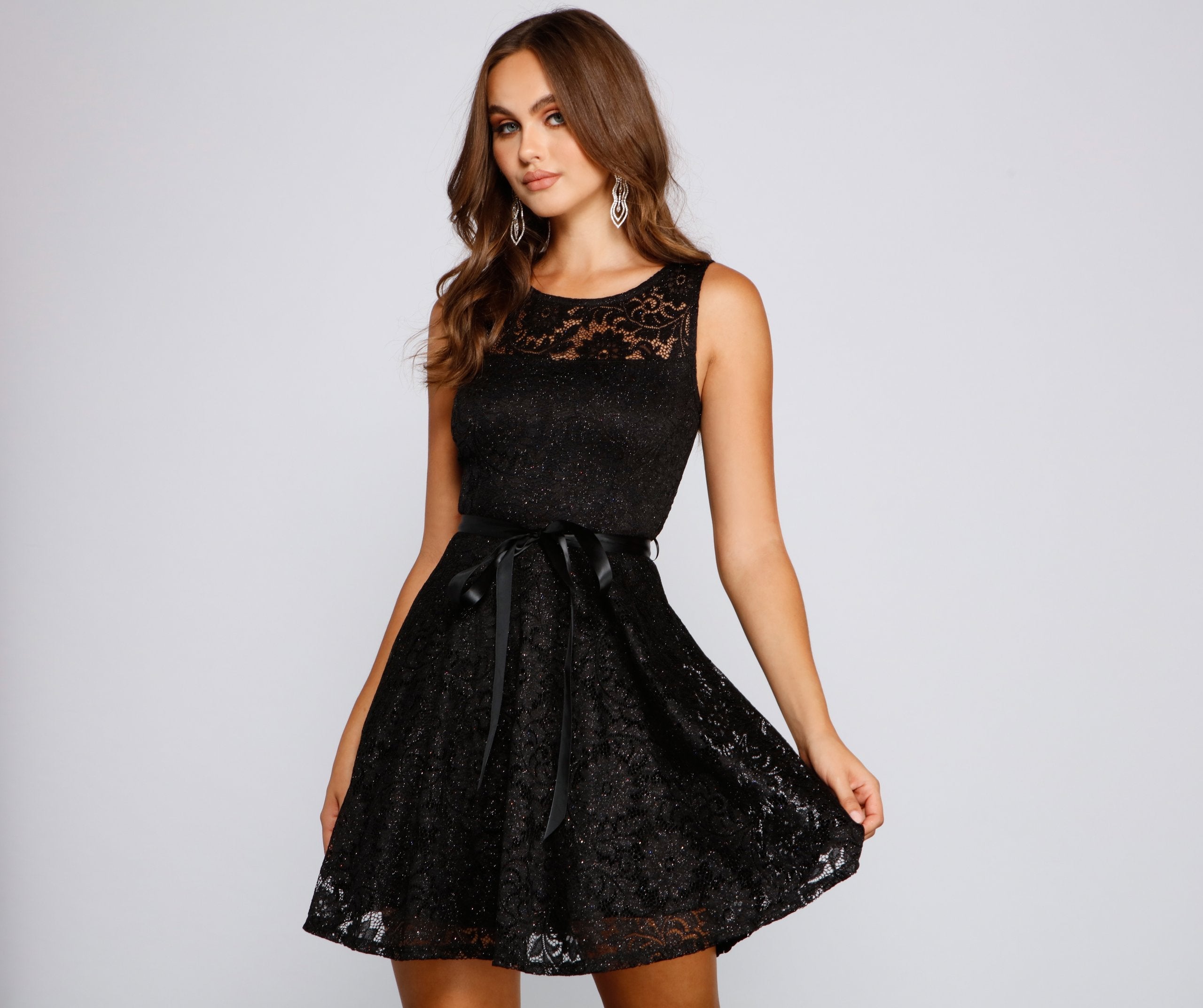 Violetta Formal Glitter And Lace Party Dress