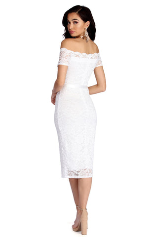 Robe mi-longue formelle en dentelle Faith