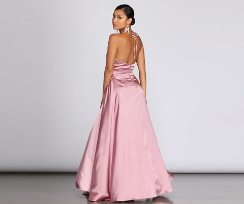 Ellie Formal Satin High Slit Dress