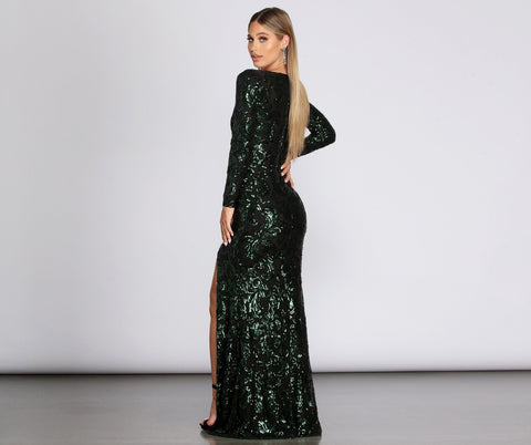 Kendall Formal High Slit Sequin Dress