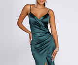 Karen Satin Wrap Formal Gown
