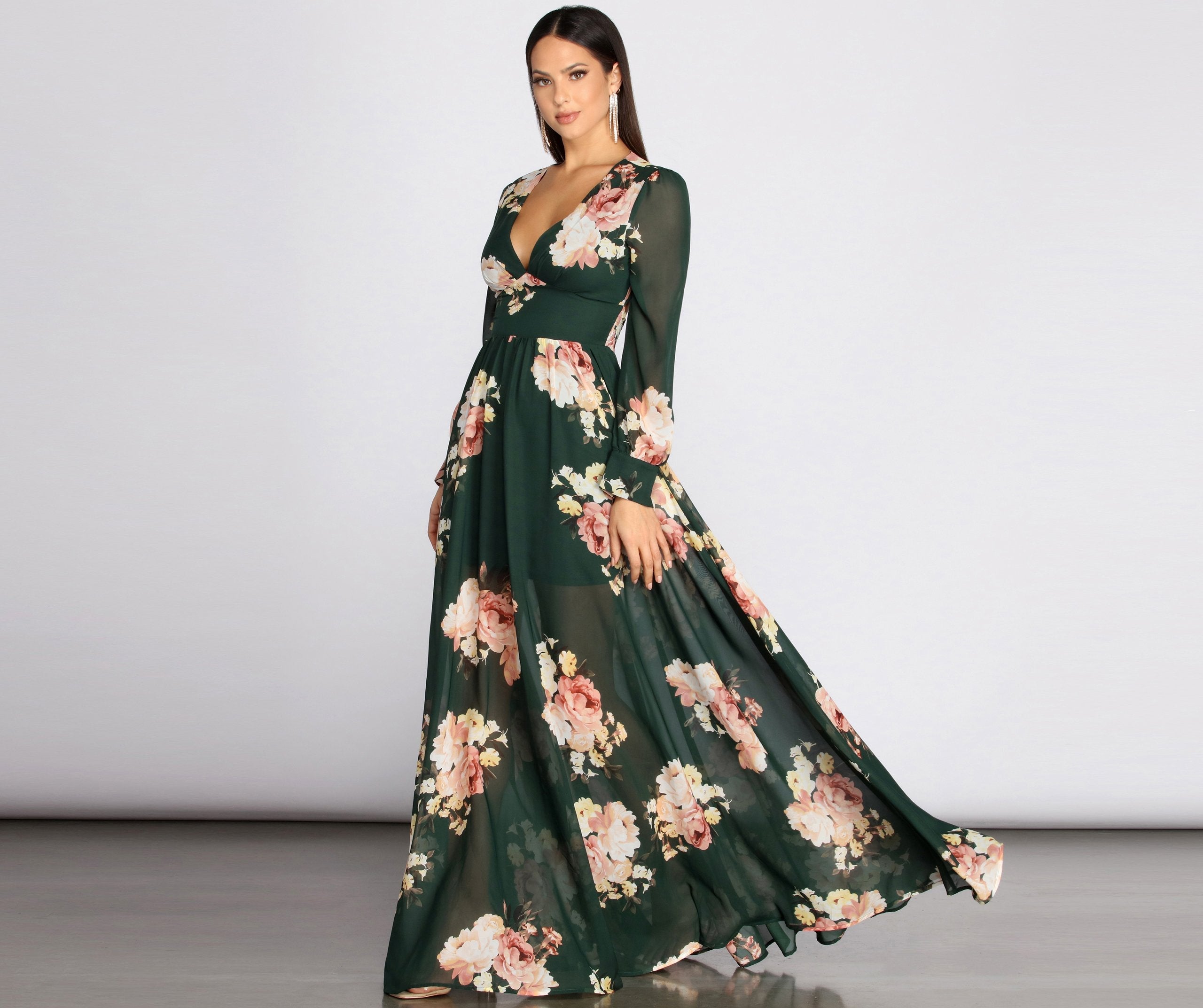 Irina Floral Chiffon A-Line Dress