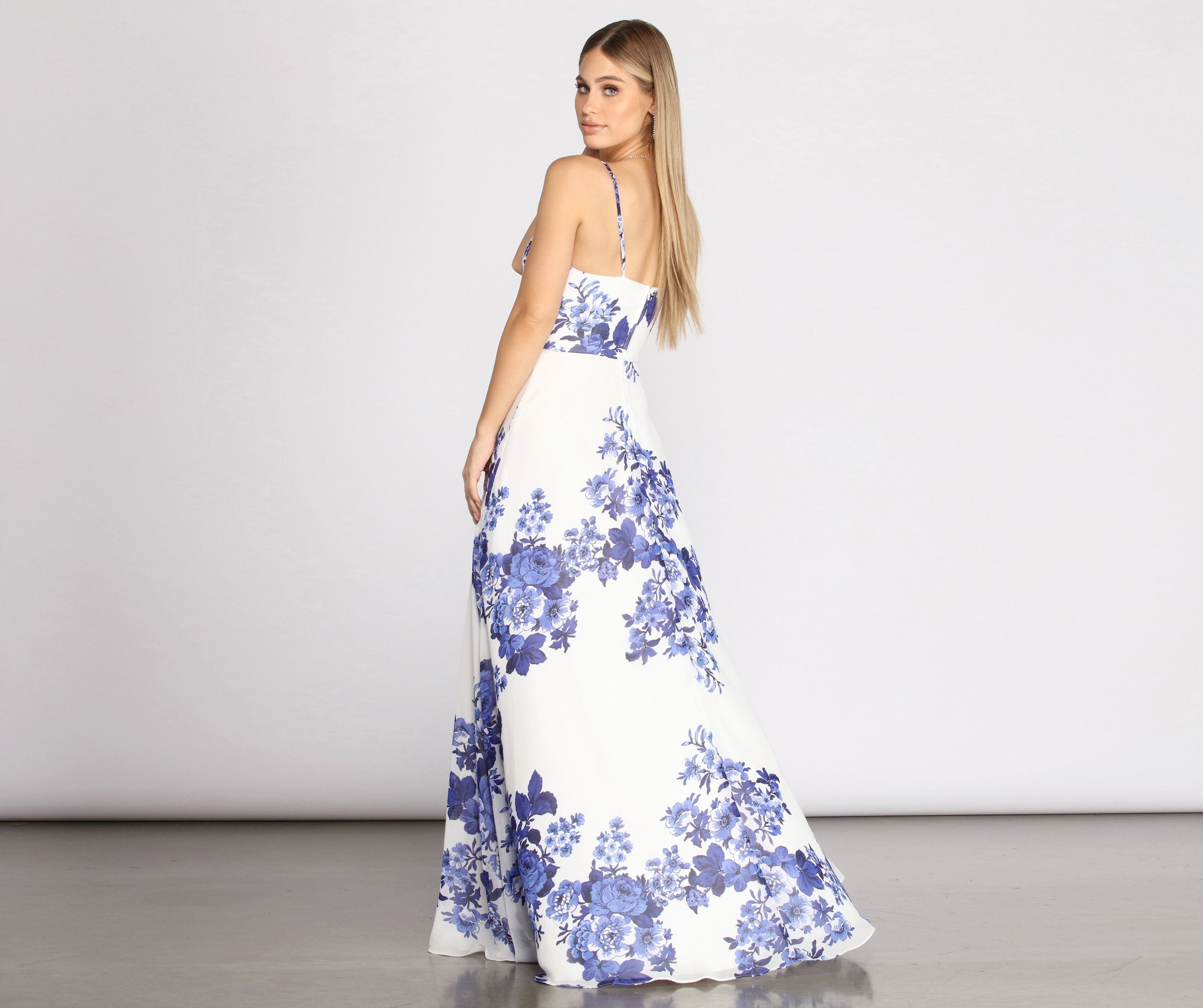 Kiana Floral Chiffon A-Line Dress