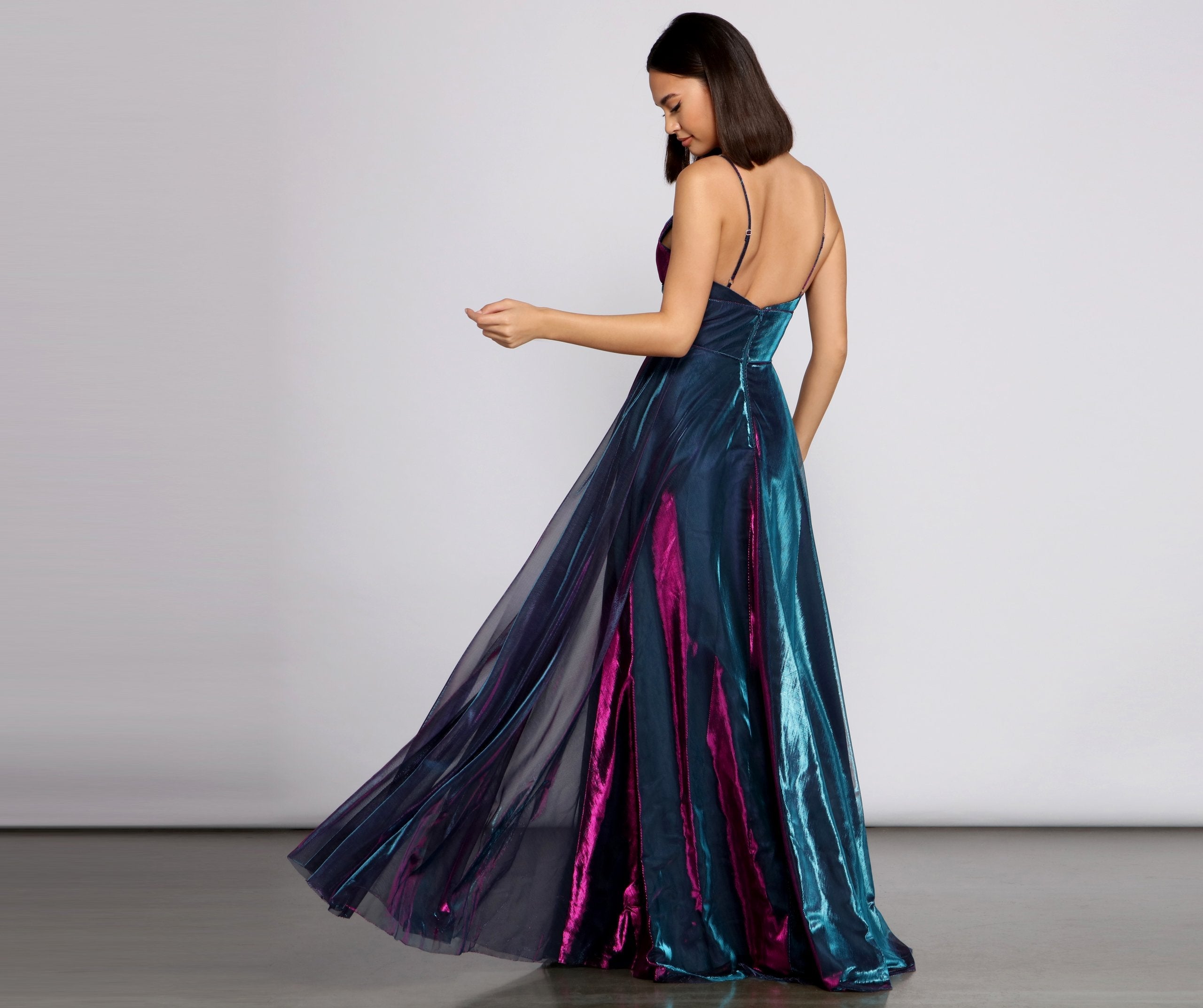 Vanda Formal Iridescent Metallic Dress
