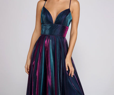 Vanda Formal Iridescent Metallic Dress