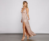 Kayla Sequin High-Slit Formal Dress