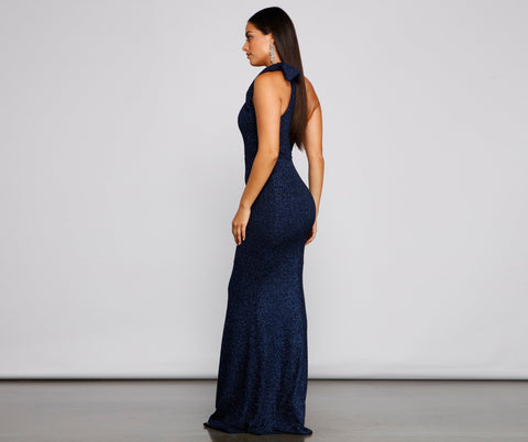 Henley Formal One Shoulder Glitter Dress