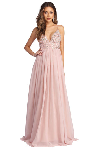 Jewel Formal Beaded Chiffon Dress