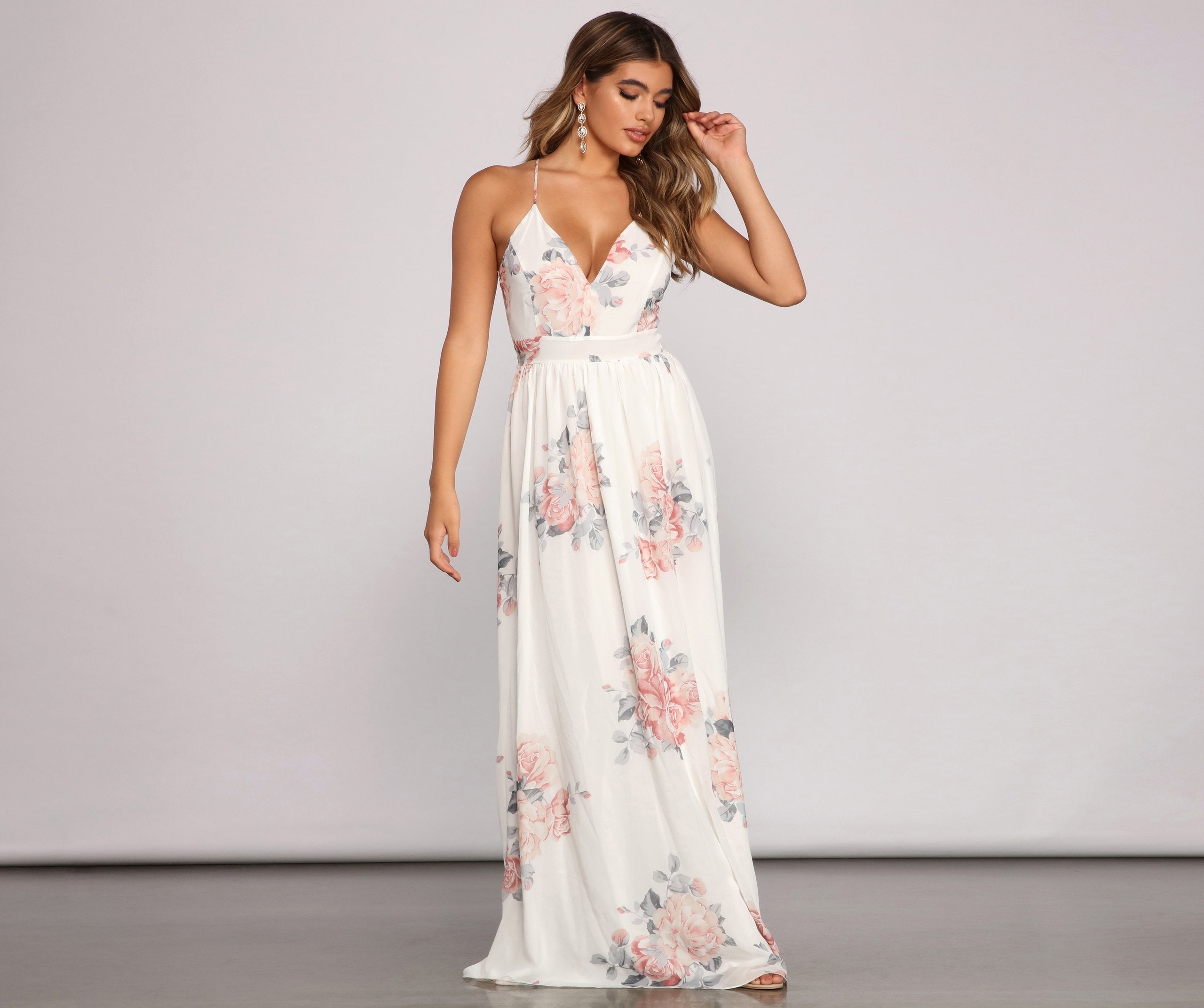 Forever Gorgeous Floral Chiffon Maxi Dress