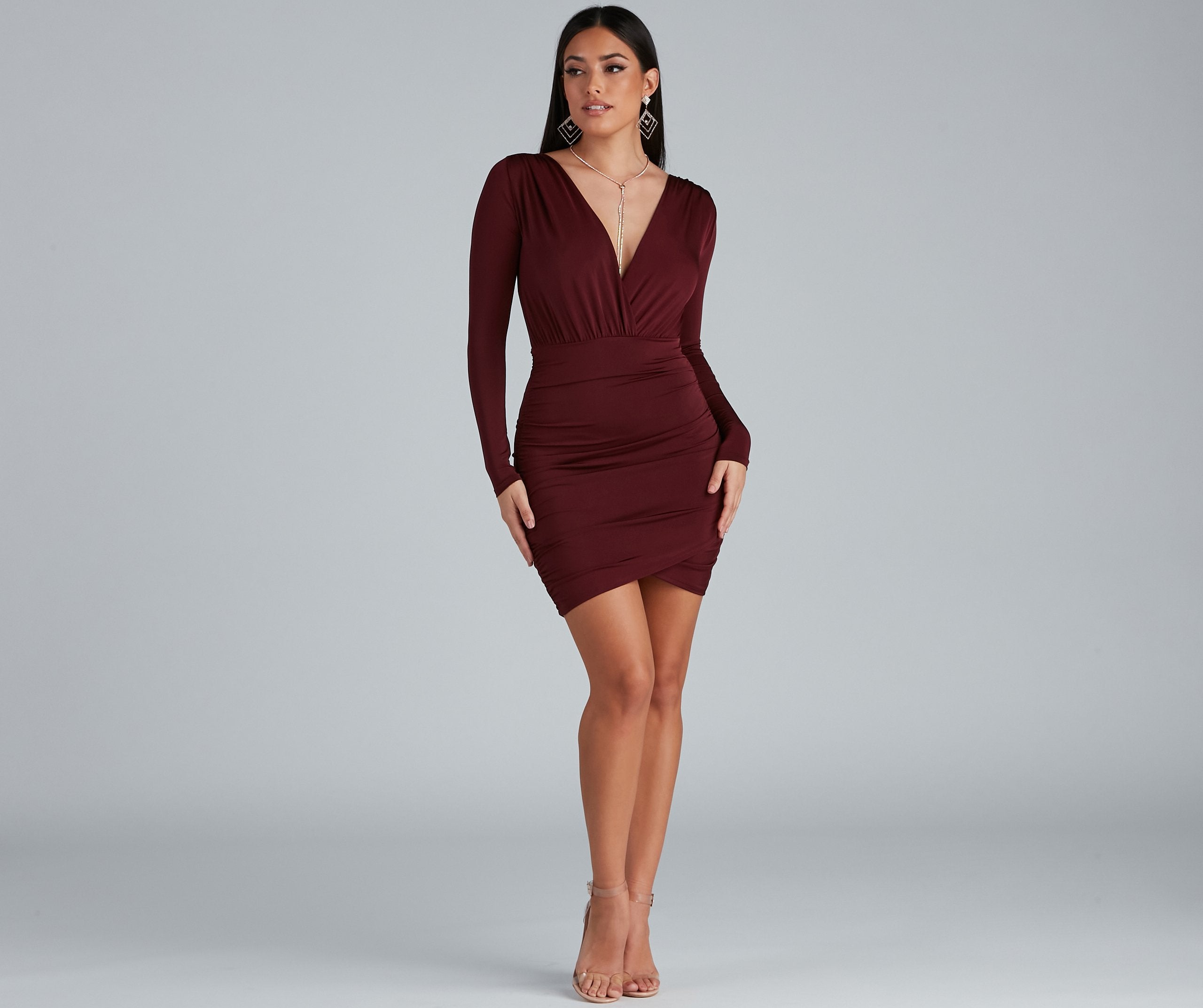 Robe mini froncée basique surélevée