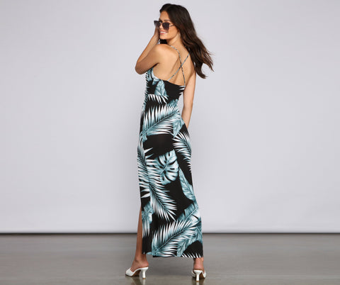 Major Jetsetter – Maxikleid mit tropischem Print