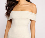 Keeping Knit Casual Off the Shoulder Ribbed Mini Dress