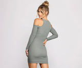 What's The Scoop Cutout Ribbed Knit Mini Dress