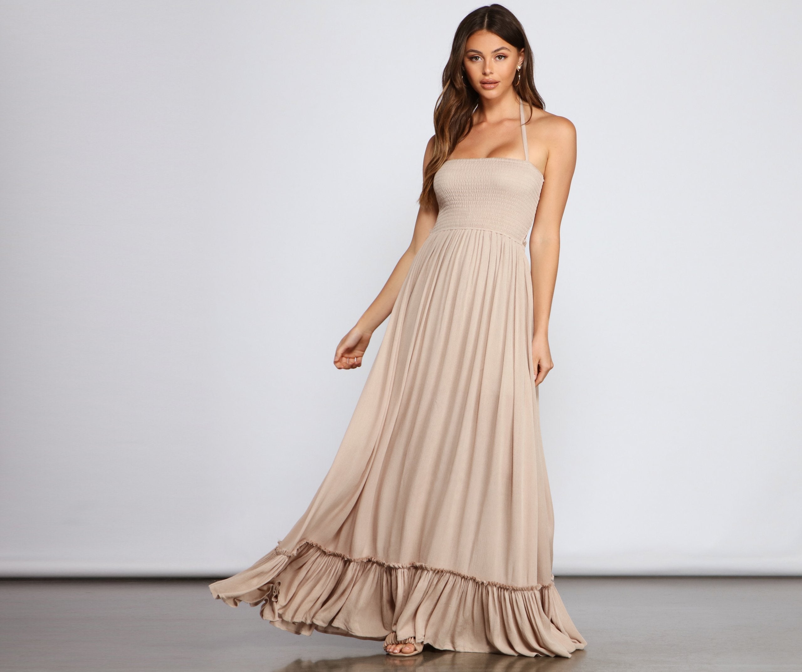 Go With The Flow Smocked Maxi Dress