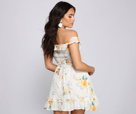 Floral Wonder Ruffled Skater Dress