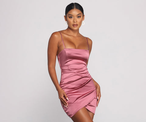 Wrapped In Stylish Satin Mini Dress