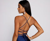 Elevated Glam Ruched Lace Up Mini Dress