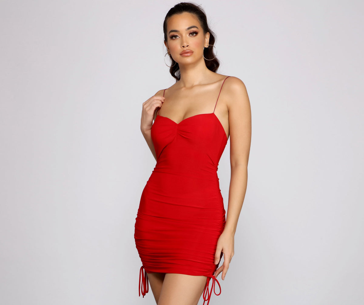 Major Sweetheart Ruched Mini Dress