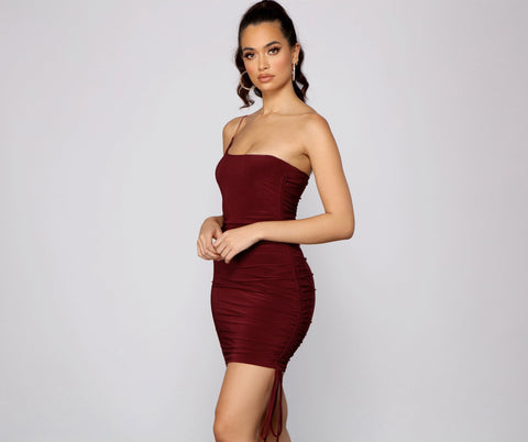 Heart Of Glam Ruched Knit Mini Dress