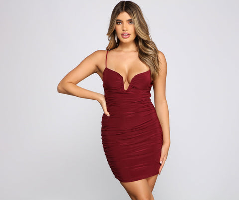 Hearts Racing Ruched Mini Dress