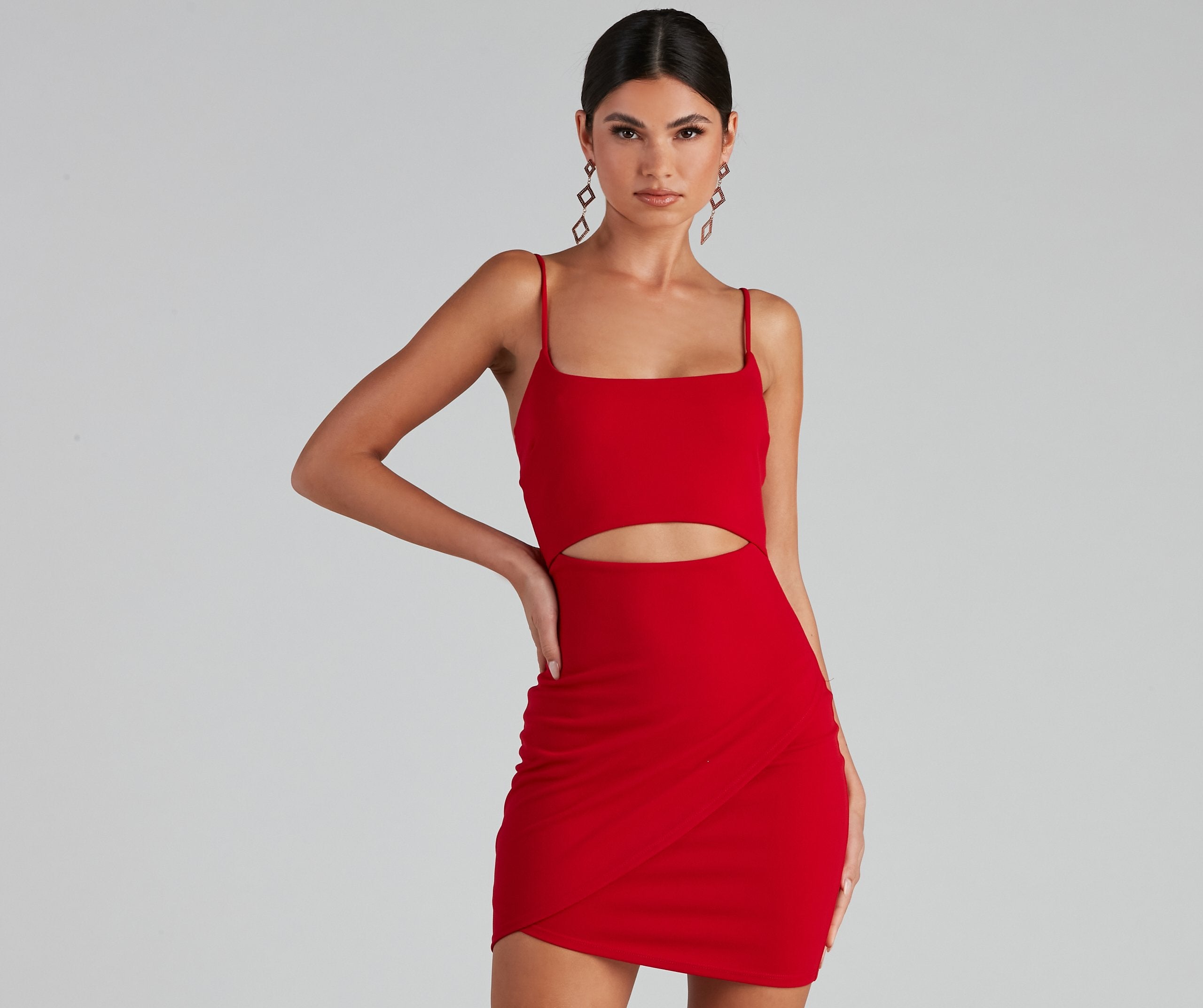 In The Club Square Neck Cutout Dress