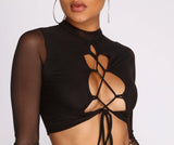 Lace Up In Mesh Crop Top