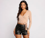 Glitz And Glimmer Faux Wrap Front Crop Top