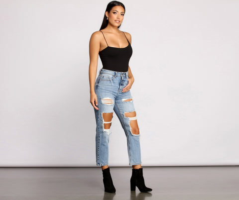 Keeping Knit Basic Asymmetrical Strap Bodysuit