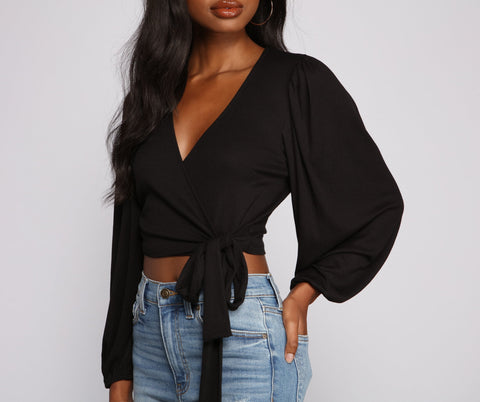 Effortless Chic Wrap Front Crop Top