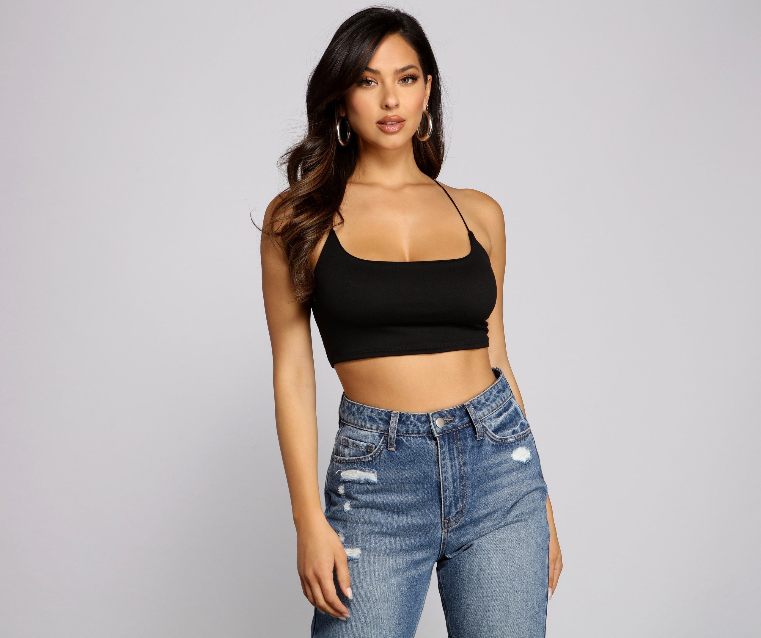 Stilvolles Crop Top aus Strick mit Trägern