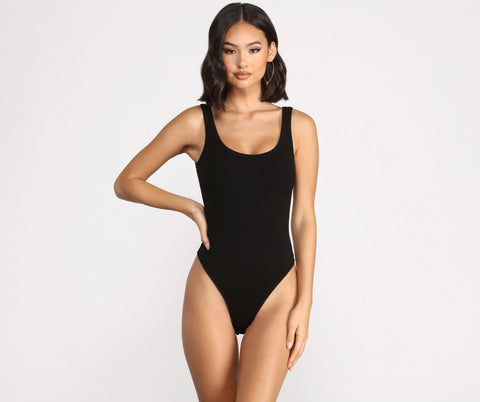 What's The Scoop Ribbed Tank Bodysuit