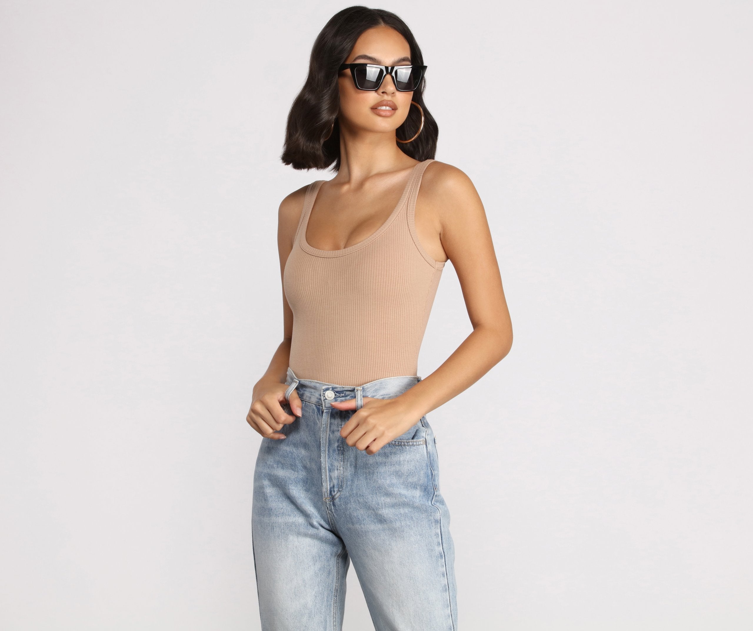 What's The Scoop Ribbed Tank Bodysuit