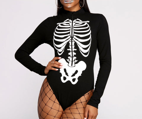 Sultry Skeleton Babe Bodysuit