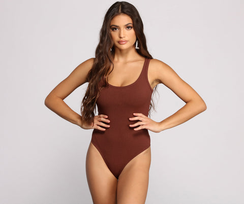 What's The Scoop Ribbed Tank Bodysuit