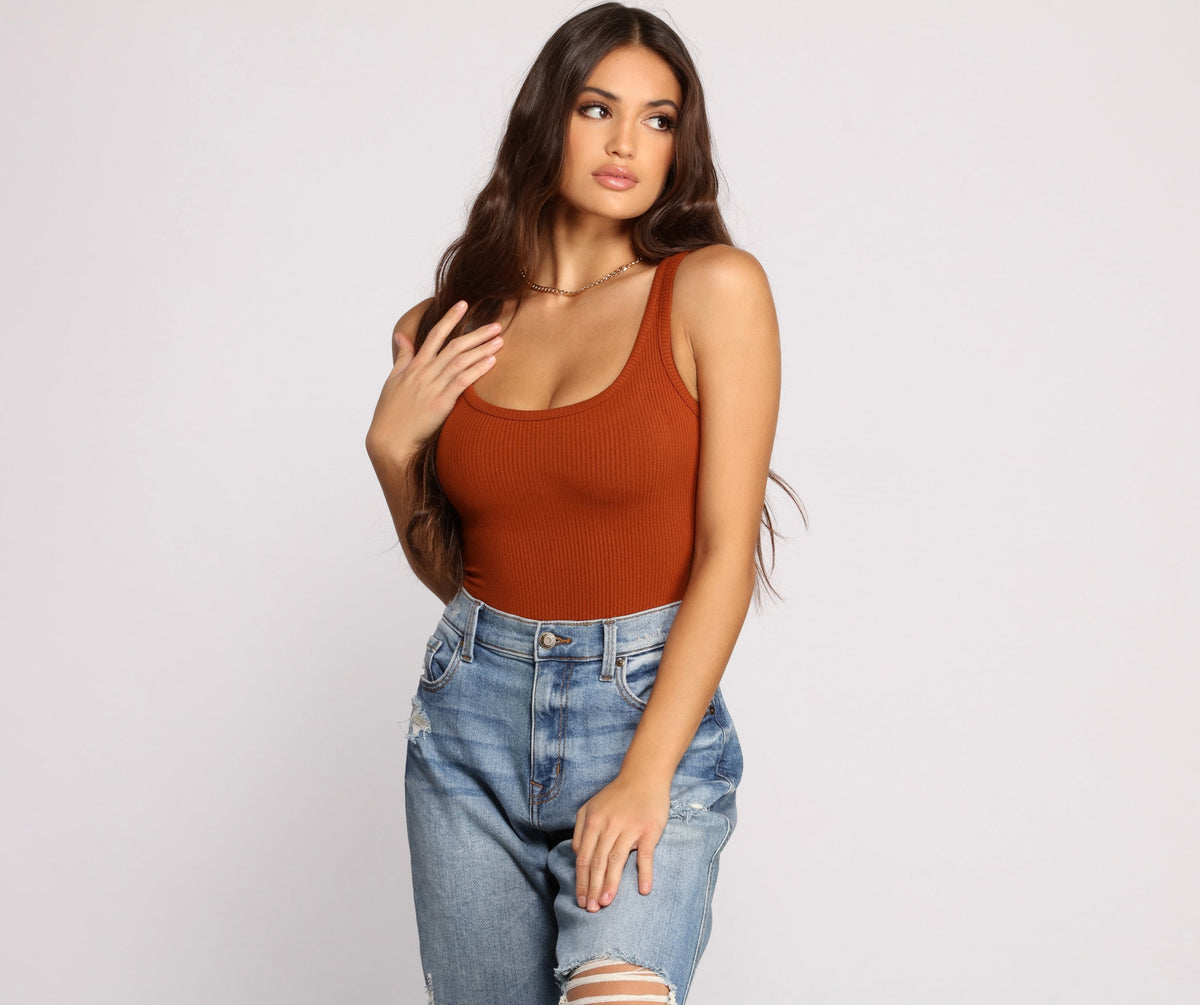 What's The Scoop Ribbed Tank Bodysuit