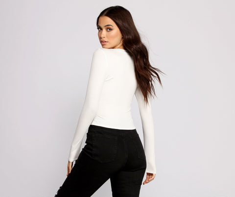 Long Sleeve Ribbed Basic Top