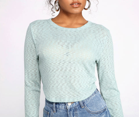 Geripptes Crop-Top „Thinking About You“