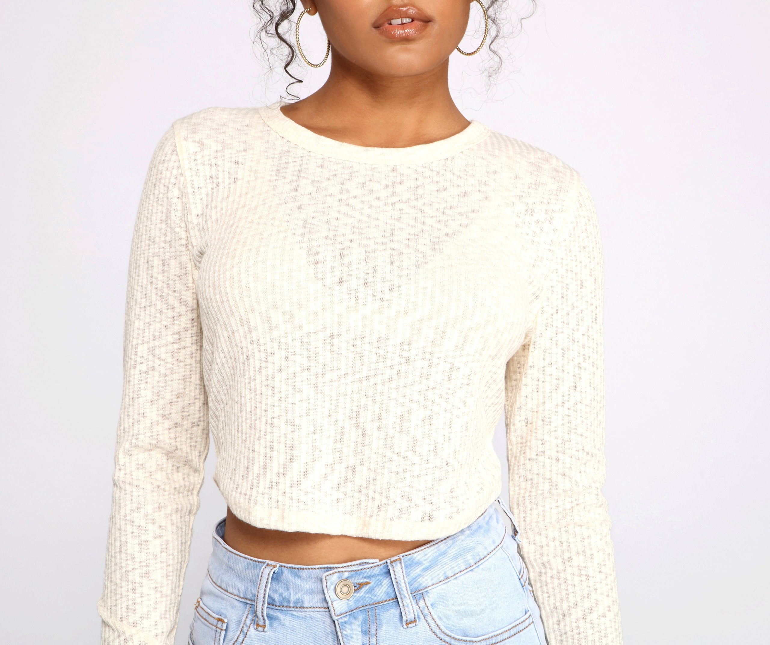 Geripptes Crop-Top „Thinking About You“