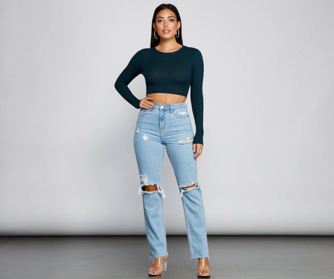 Go With It Ribbed Knit Crop Top