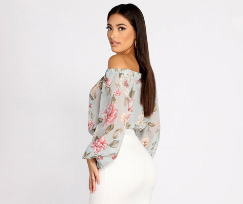 Flowy Floral Chiffon Crop Top