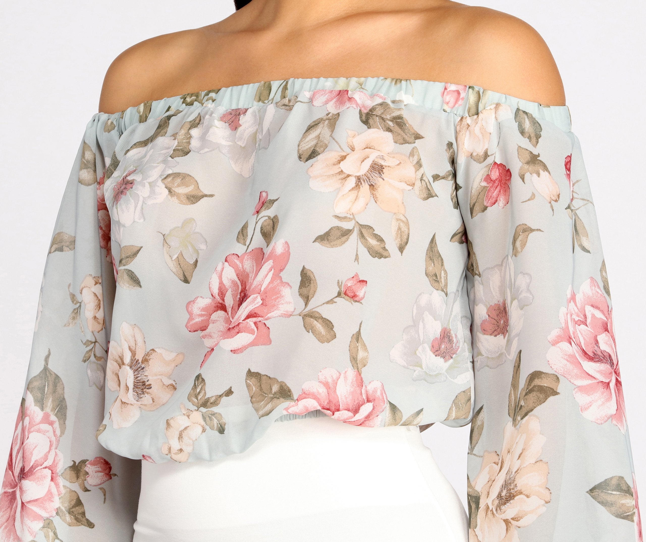 Flowy Floral Chiffon Crop Top