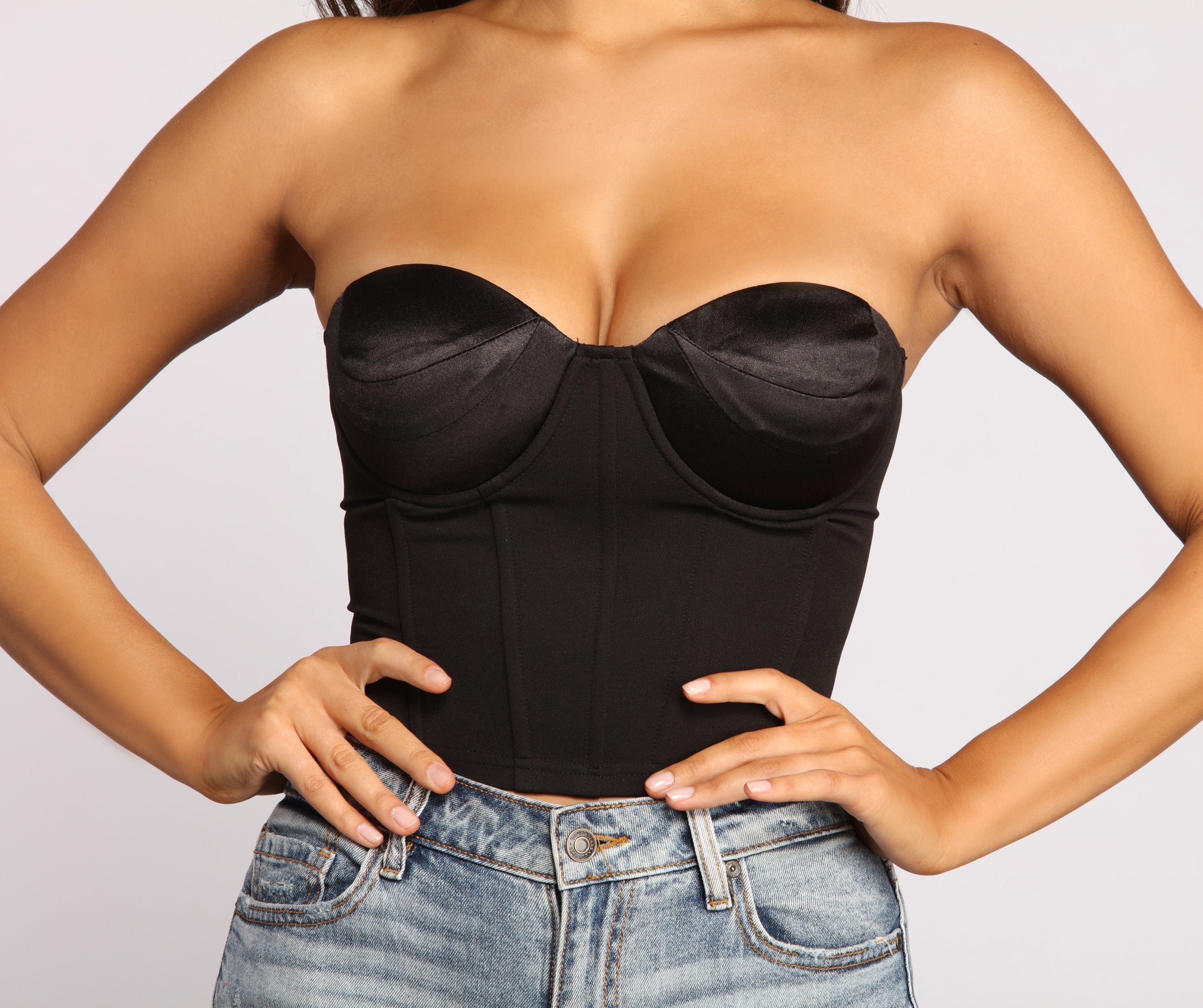 Iconic Cropped Satin Bustier