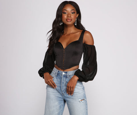 Feelin' Luxe Satin Corset Crop Top