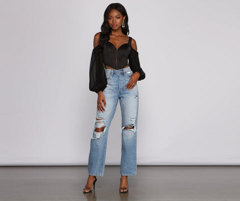 Feelin' Luxe Satin Corset Crop Top