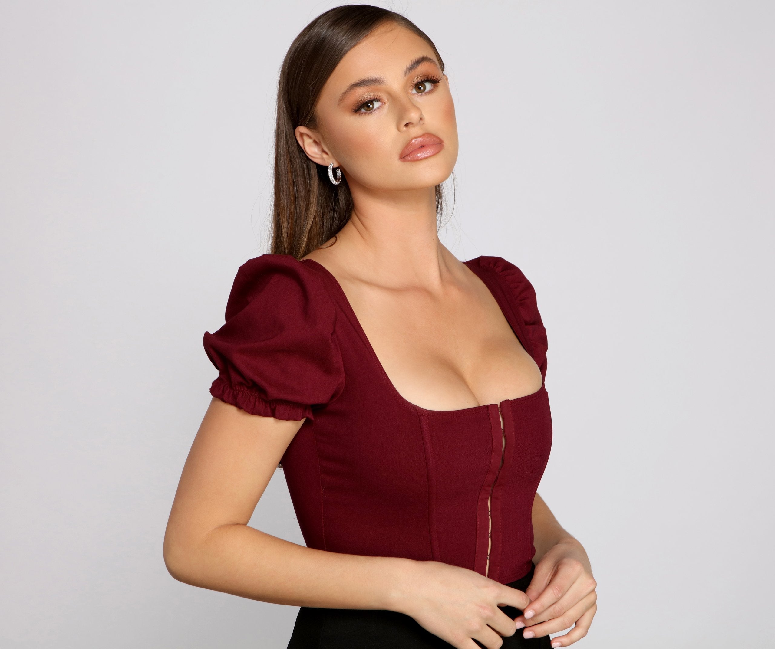 Up A Notch Hook and Eye Corset Top