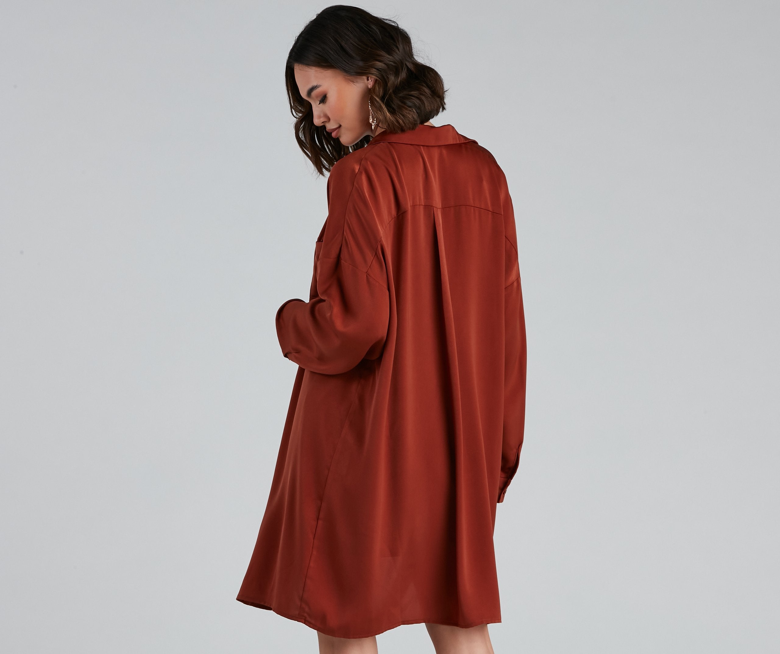 Weekend Chic Satin Button-Front Tunic