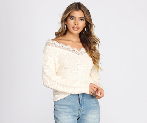 Pull en tricot avec détails en dentelle