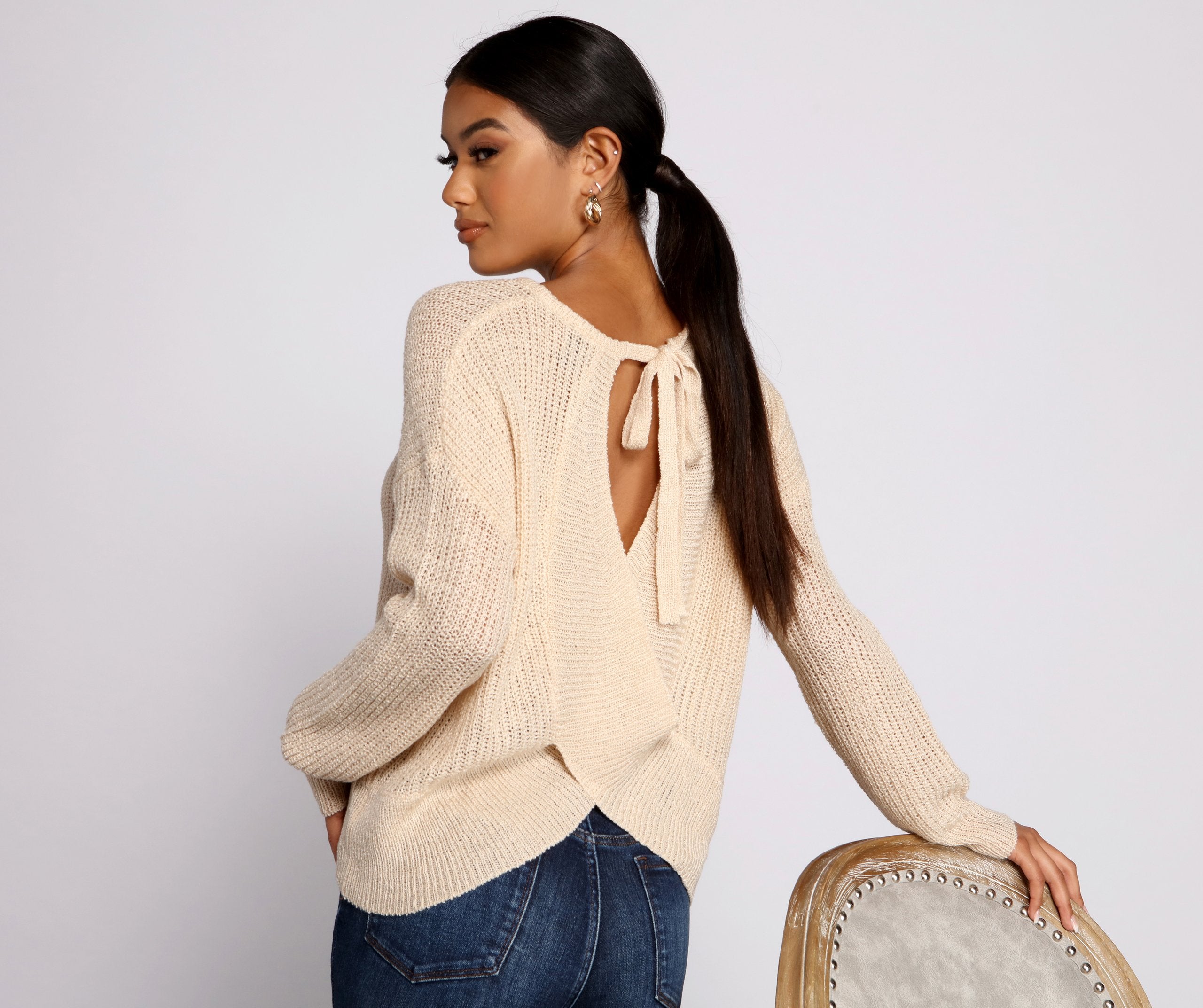 Pull basique ouvert dans le dos en tricot Loving Knit