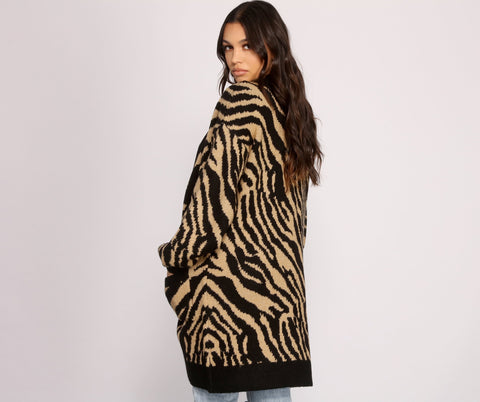 Wild Side Zebra Print Cardigan