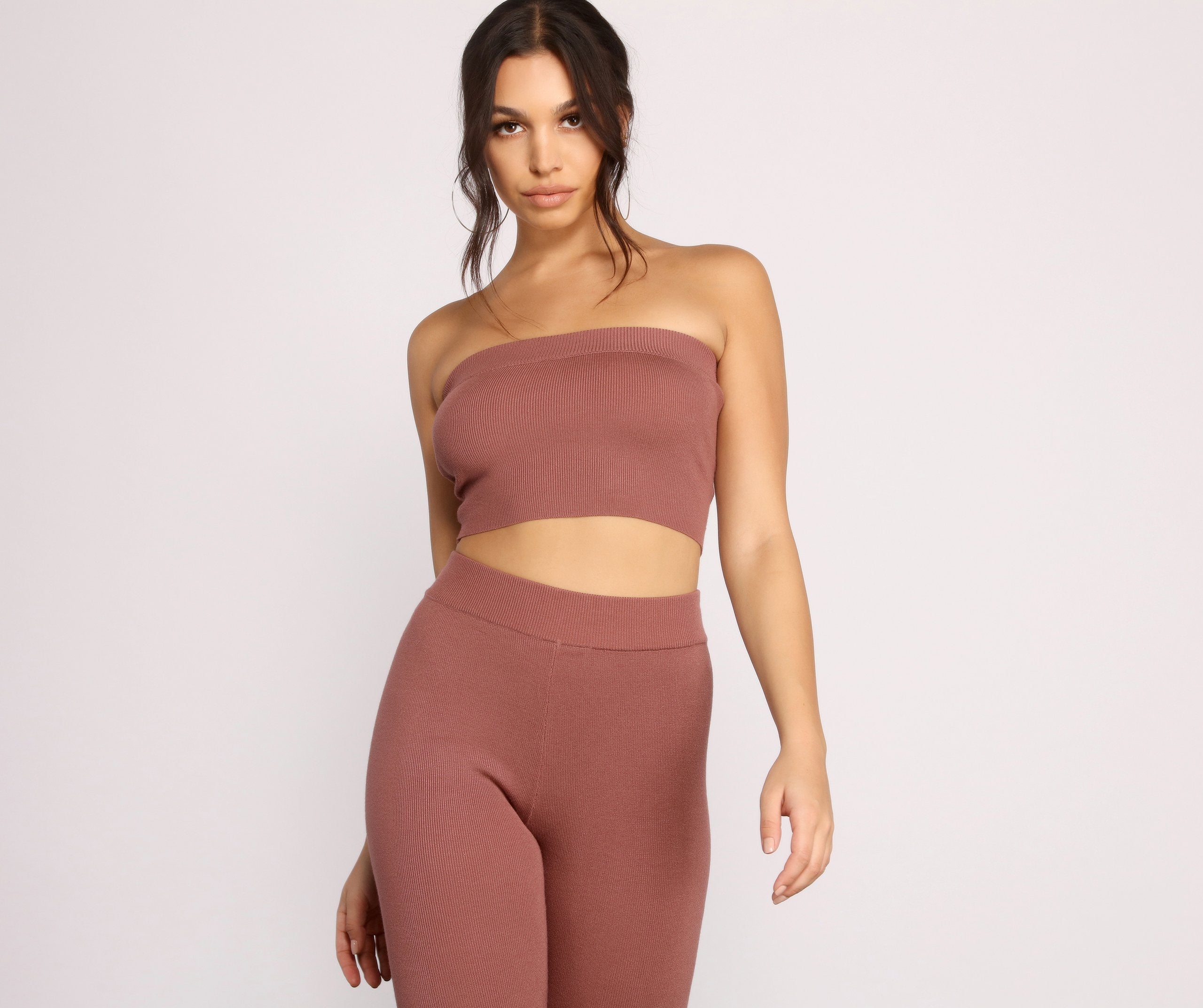Keeping Knit Casual Crop Tube Top
